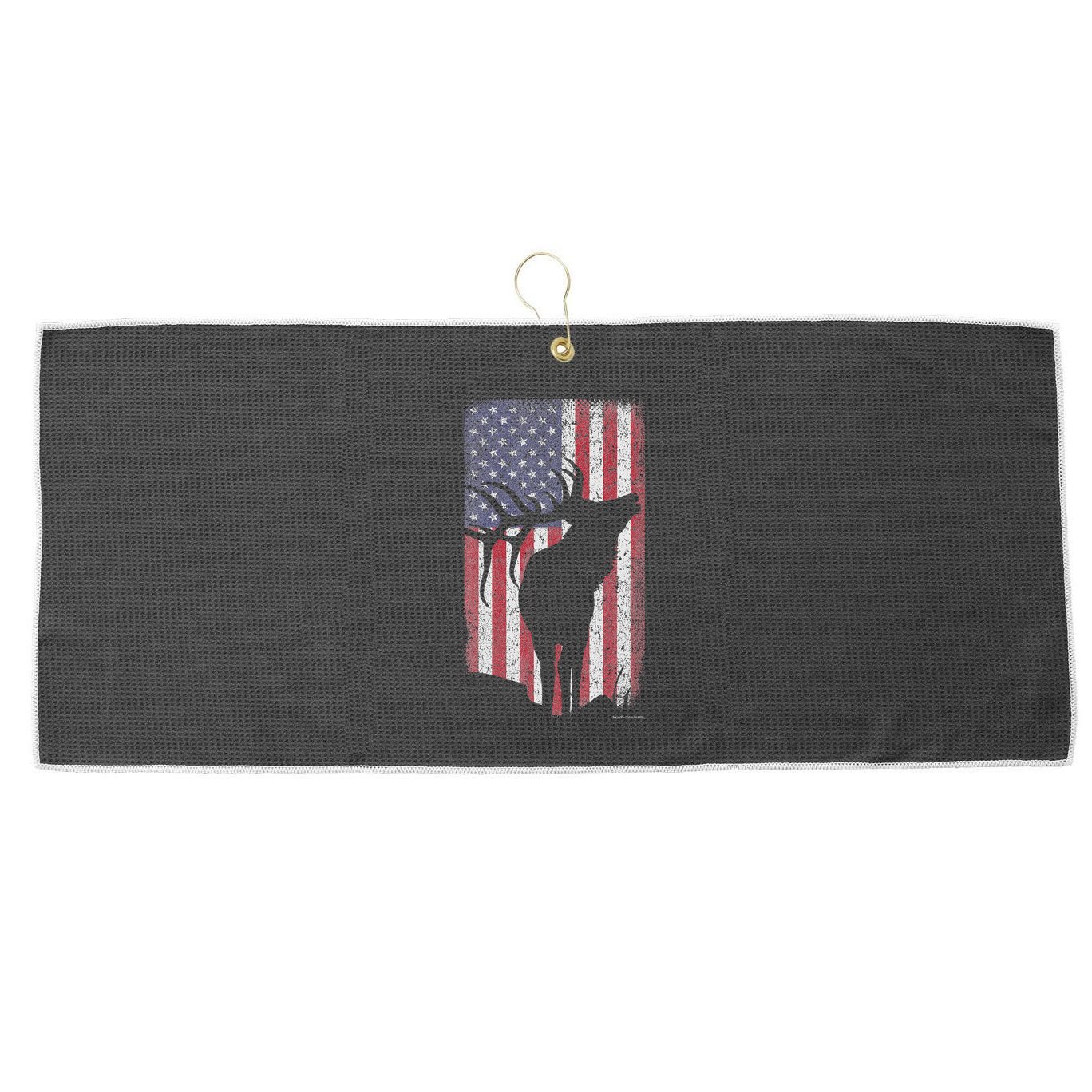 Elk Hunting Bugling Bull Us Flag American Retro Large Microfiber Waffle Golf Towel