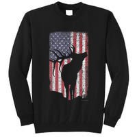 Elk Hunting Bugling Bull Us Flag American Retro Tall Sweatshirt