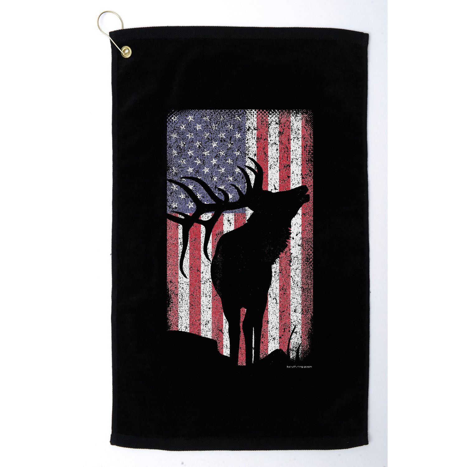 Elk Hunting Bugling Bull Us Flag American Retro Golf Towel