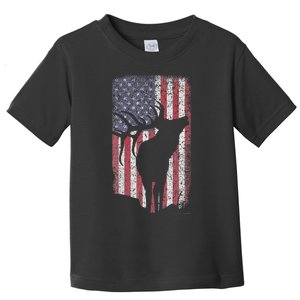 Elk Hunting Bugling Bull Us Flag American Retro Toddler T-Shirt