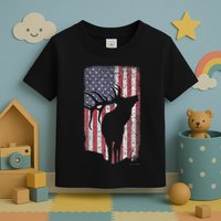 Elk Hunting Bugling Bull Us Flag American Retro Toddler T-Shirt