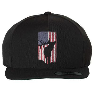 Elk Hunting Bugling Bull Us Flag American Retro Wool Snapback Cap