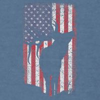 Elk Hunting Bugling Bull Us Flag American Retro Garment-Dyed Sweatshirt