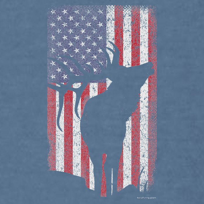 Elk Hunting Bugling Bull Us Flag American Retro Garment-Dyed Sweatshirt