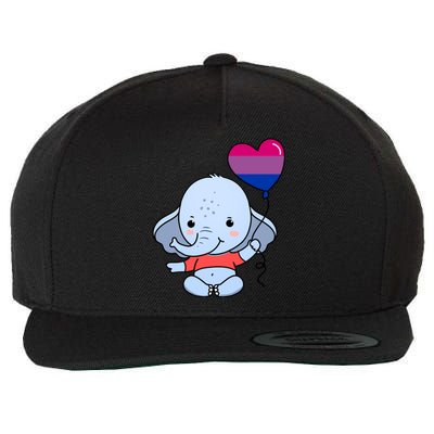 Elephant Heart Balloon Bisexual Pride Gift Wool Snapback Cap