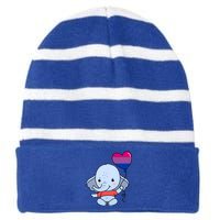 Elephant Heart Balloon Bisexual Pride Gift Striped Beanie with Solid Band