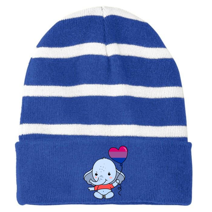 Elephant Heart Balloon Bisexual Pride Gift Striped Beanie with Solid Band