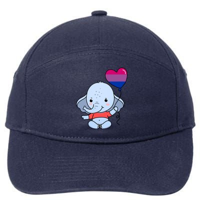 Elephant Heart Balloon Bisexual Pride Gift 7-Panel Snapback Hat