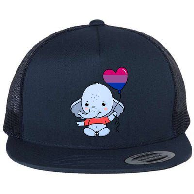 Elephant Heart Balloon Bisexual Pride Gift Flat Bill Trucker Hat