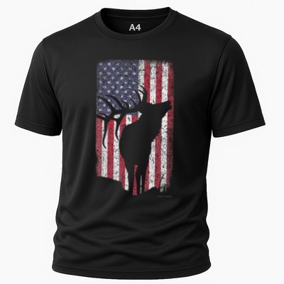 Elk Hunting Bugling Bull Us Flag American Retro Performance Shirt
