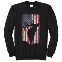 Elk Hunting Bugling Bull Us Flag American Retro Sweatshirt