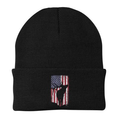 Elk Hunting Bugling Bull Us Flag American Retro Beanie