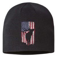 Elk Hunting Bugling Bull Us Flag American Retro Sustainable Beanie