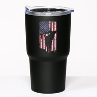 Elk Hunting Bugling Bull Us Flag American Retro Tumbler