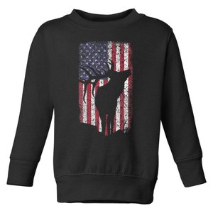 Elk Hunting Bugling Bull Us Flag American Retro Toddler Sweatshirt