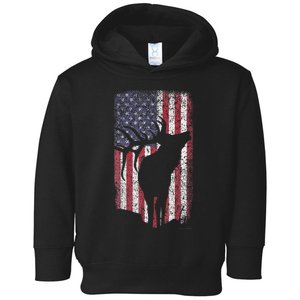 Elk Hunting Bugling Bull Us Flag American Retro Toddler Hoodie