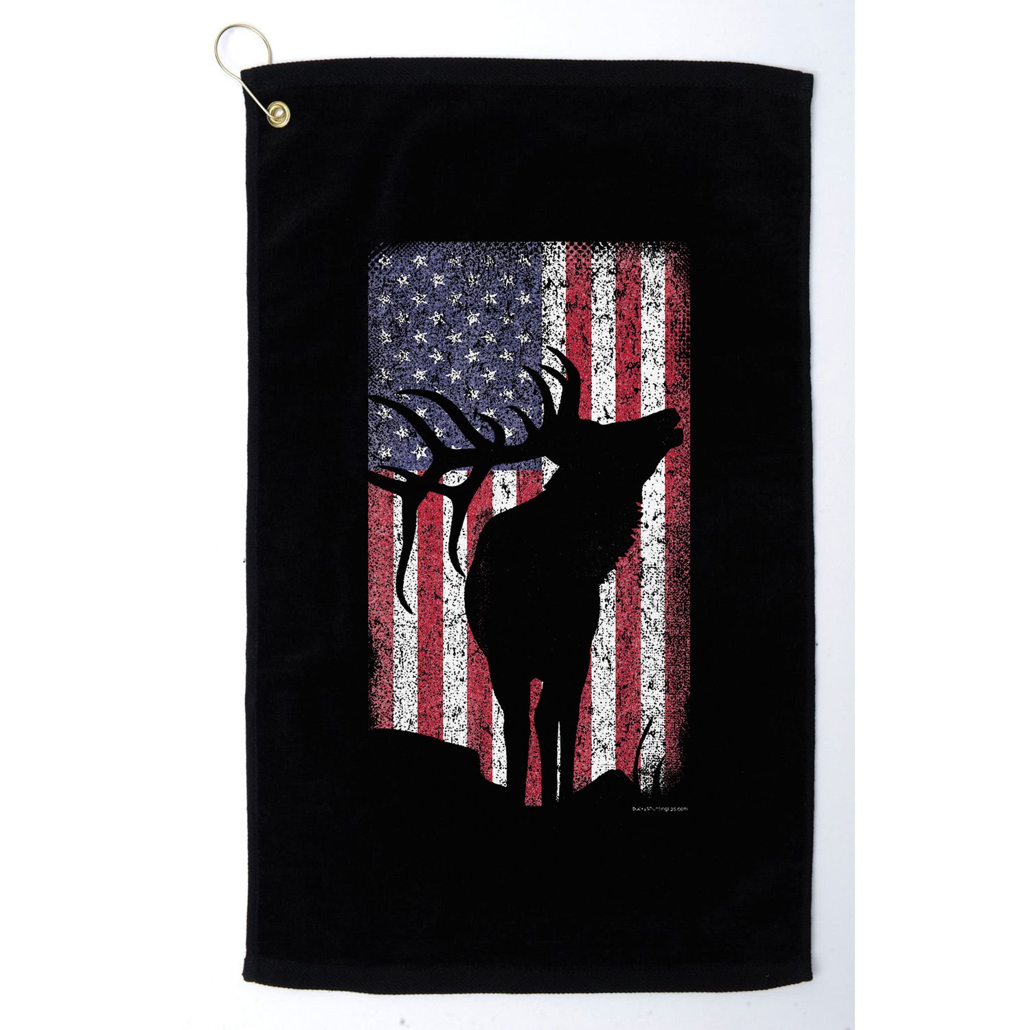 Elk Hunting Bugling Bull Us Flag American Retro Golf Towel