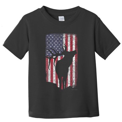 Elk Hunting Bugling Bull Us Flag American Retro Toddler T-Shirt