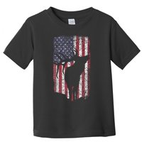 Elk Hunting Bugling Bull Us Flag American Retro Toddler T-Shirt