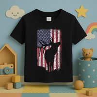 Elk Hunting Bugling Bull Us Flag American Retro Toddler T-Shirt