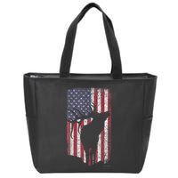 Elk Hunting Bugling Bull Us Flag American Retro Zip Tote Bag