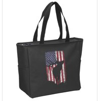 Elk Hunting Bugling Bull Us Flag American Retro Zip Tote Bag