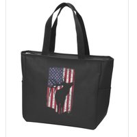 Elk Hunting Bugling Bull Us Flag American Retro Zip Tote Bag