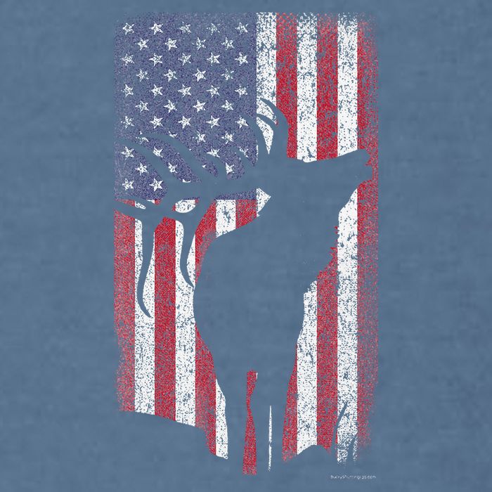 Elk Hunting Bugling Bull Us Flag American Retro Garment-Dyed Sweatshirt