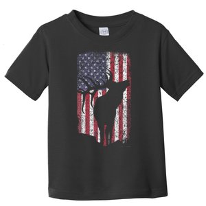 Elk Hunting Bugling Bull Us Flag American Retro Toddler T-Shirt