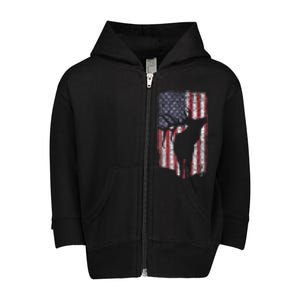 Elk Hunting Bugling Bull Us Flag Toddler Zip Fleece Hoodie