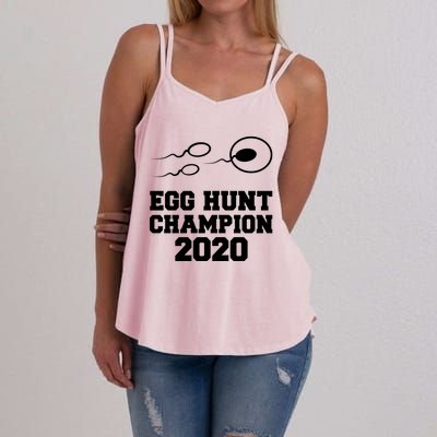 Egg Hunt Champion Pregnancy Announcet Easter Dad Funny Gift Women's Strappy Tank