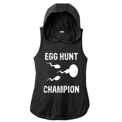 Egg Hunt Champion Funny Dad Easter Pregnancy Announcet Gift Ladies PosiCharge Tri-Blend Wicking Draft Hoodie Tank