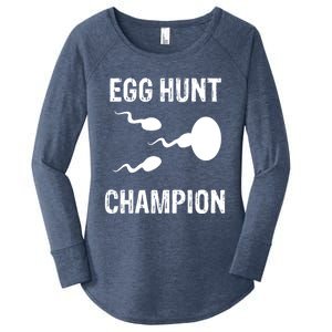 Egg Hunt Champion Funny Dad Easter Pregnancy Announcet Gift Women's Perfect Tri Tunic Long Sleeve Shirt