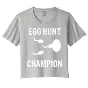 Egg Hunt Champion Funny Dad Easter Pregnancy Announcet Gift Women's Crop Top Tee