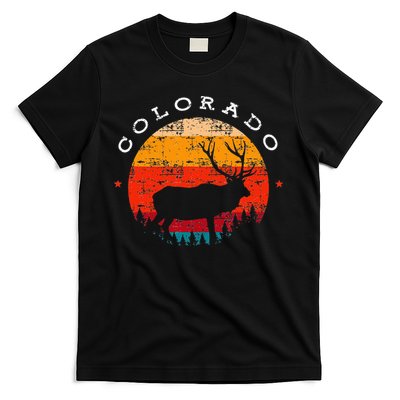 Elk Hunting Colorado Souvenir Hunting Deer Vintage Sunset T-Shirt