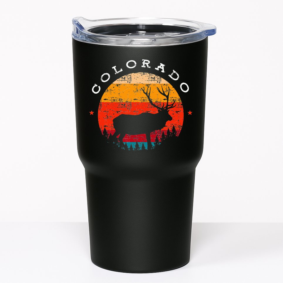Elk Hunting Colorado Souvenir Hunting Deer Vintage Sunset Tumbler