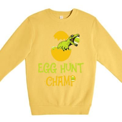 Egg Hunt Champ Funny Easter Dinosaur Gift Premium Crewneck Sweatshirt