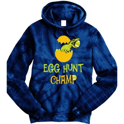 Egg Hunt Champ Funny Easter Dinosaur Gift Tie Dye Hoodie