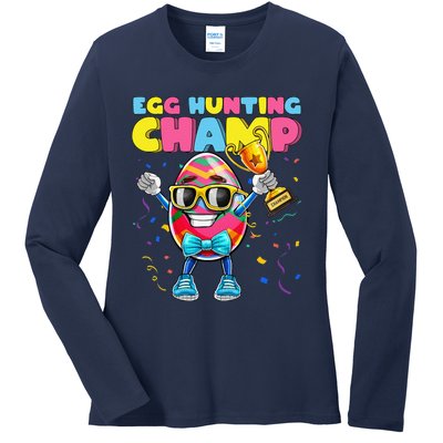 Egg Hunting Champion Easter Egg Easter Basket Stuffer Ladies Long Sleeve Shirt