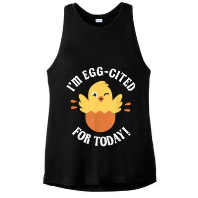 Egg-Cited Hatching Chick Design Funny Easter Chicks Ladies PosiCharge Tri-Blend Wicking Tank