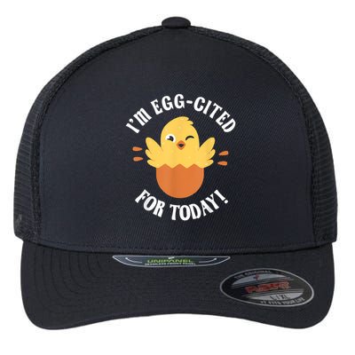 Egg-Cited Hatching Chick Design Funny Easter Chicks Flexfit Unipanel Trucker Cap