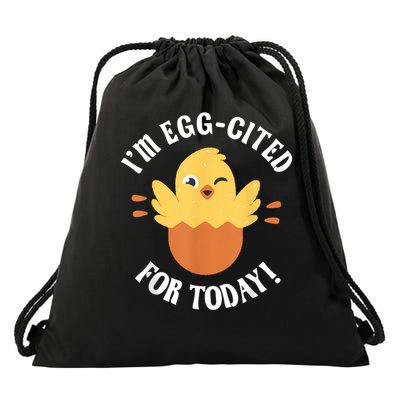 Egg-Cited Hatching Chick Design Funny Easter Chicks Drawstring Bag