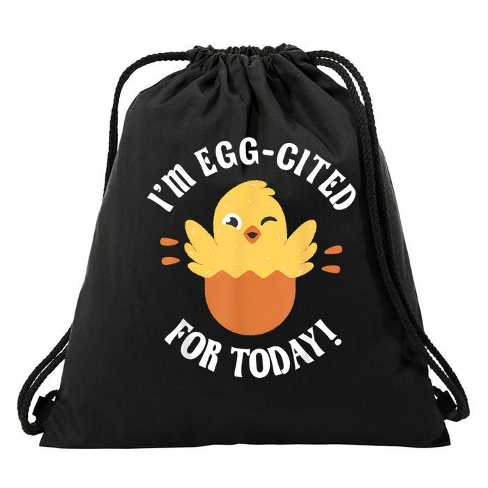Egg-Cited Hatching Chick Design Funny Easter Chicks Drawstring Bag
