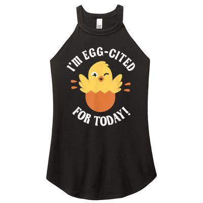 Egg-Cited Hatching Chick Design Funny Easter Chicks Women's Perfect Tri Rocker Tank