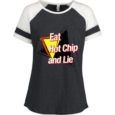 Eat Hot Chip And Lie Funny Enza Ladies Jersey Colorblock Tee