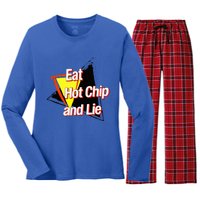 Eat Hot Chip And Lie Funny Women's Long Sleeve Flannel Pajama Set 