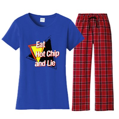 Eat Hot Chip And Lie Funny Women's Flannel Pajama Set