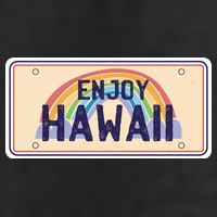 Enjoy Hawaii Car Plate 7 Panel Mesh Trucker Snapback Hat