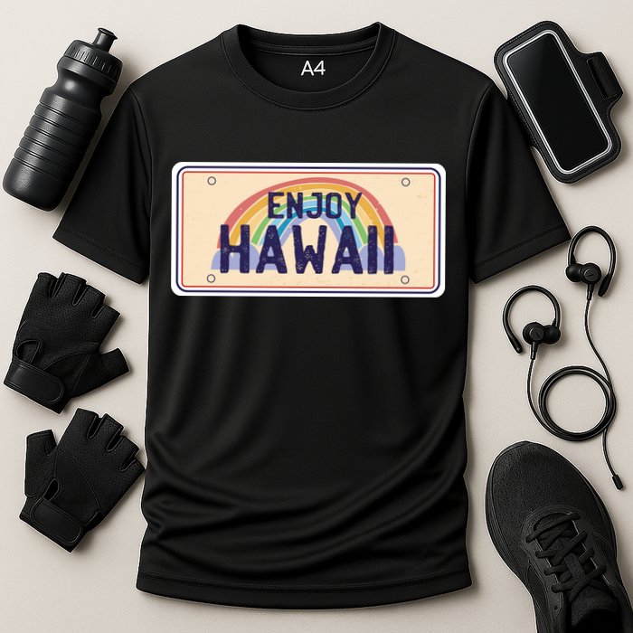 Enjoy Hawaii Car Plate Cooling Performance Crew T-Shirt