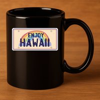Enjoy Hawaii Car Plate 11oz C Handle Ceramic Mug